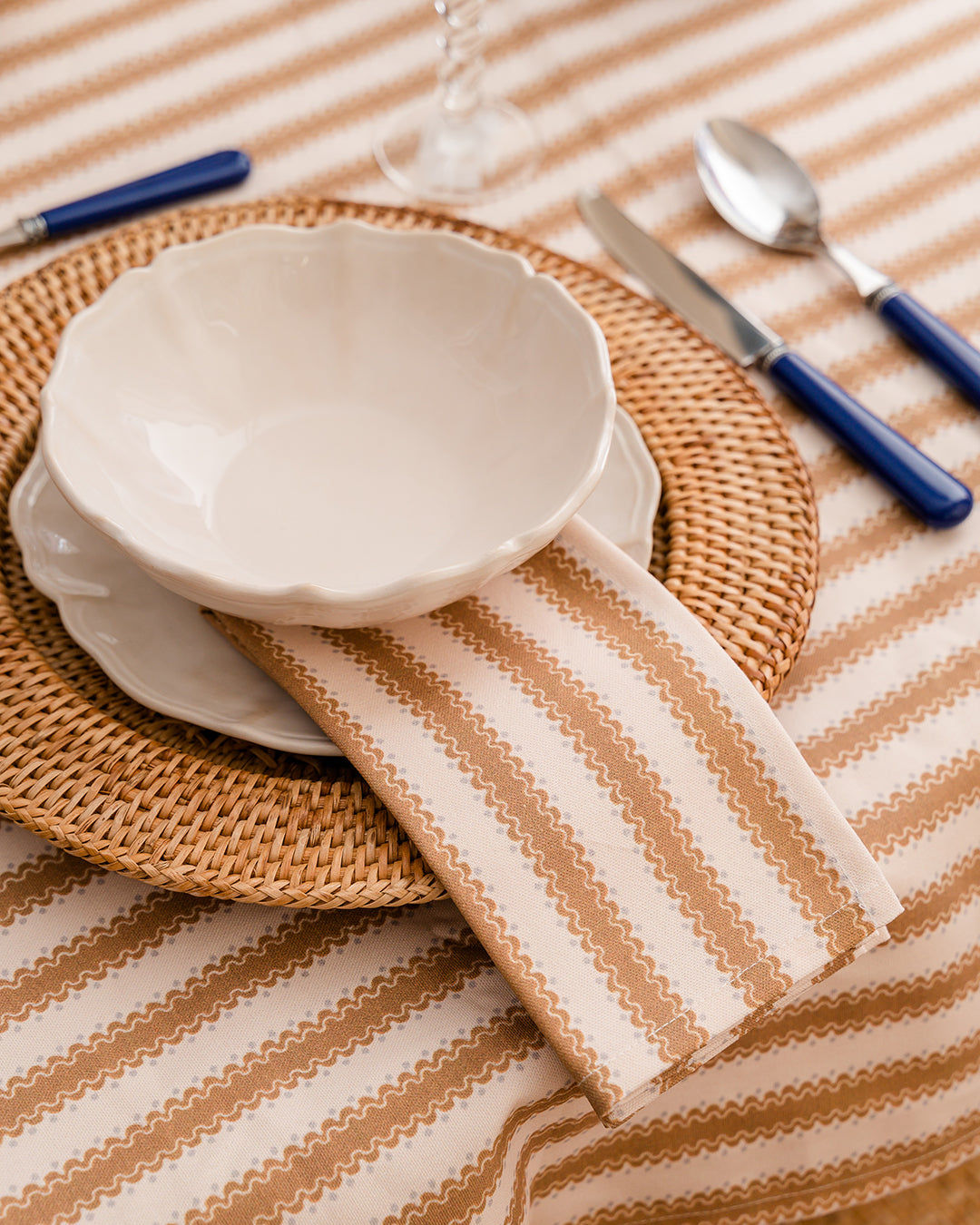 Atlântica Beige Printed Napkin in 100% Cotton