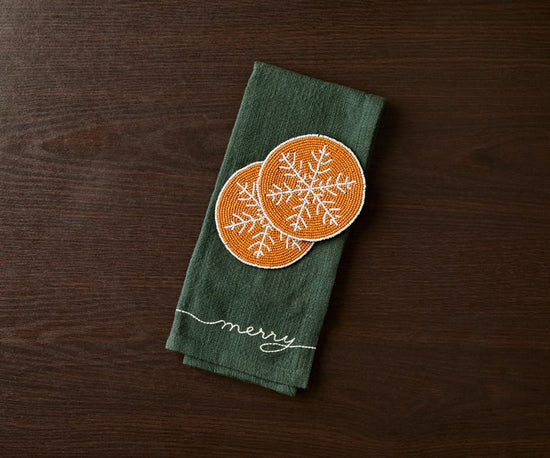 Handmade Beaded Holiday Coaster – Christmas Table Decor