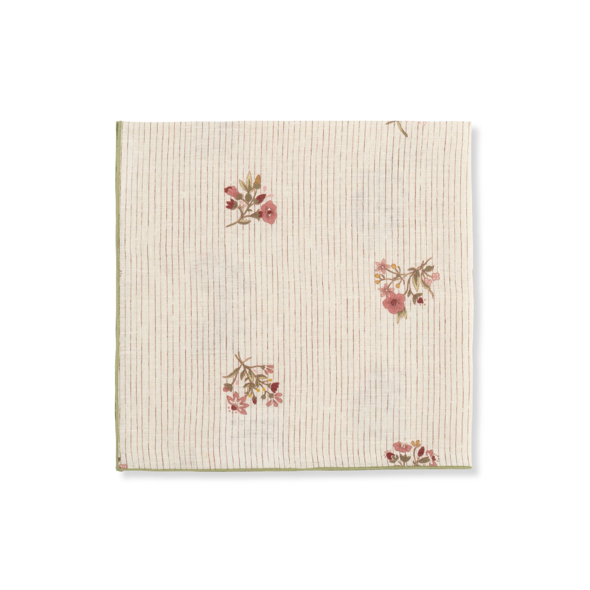 Set of Scarlet Flax & Field Posy Pinstripe Printed Napkins