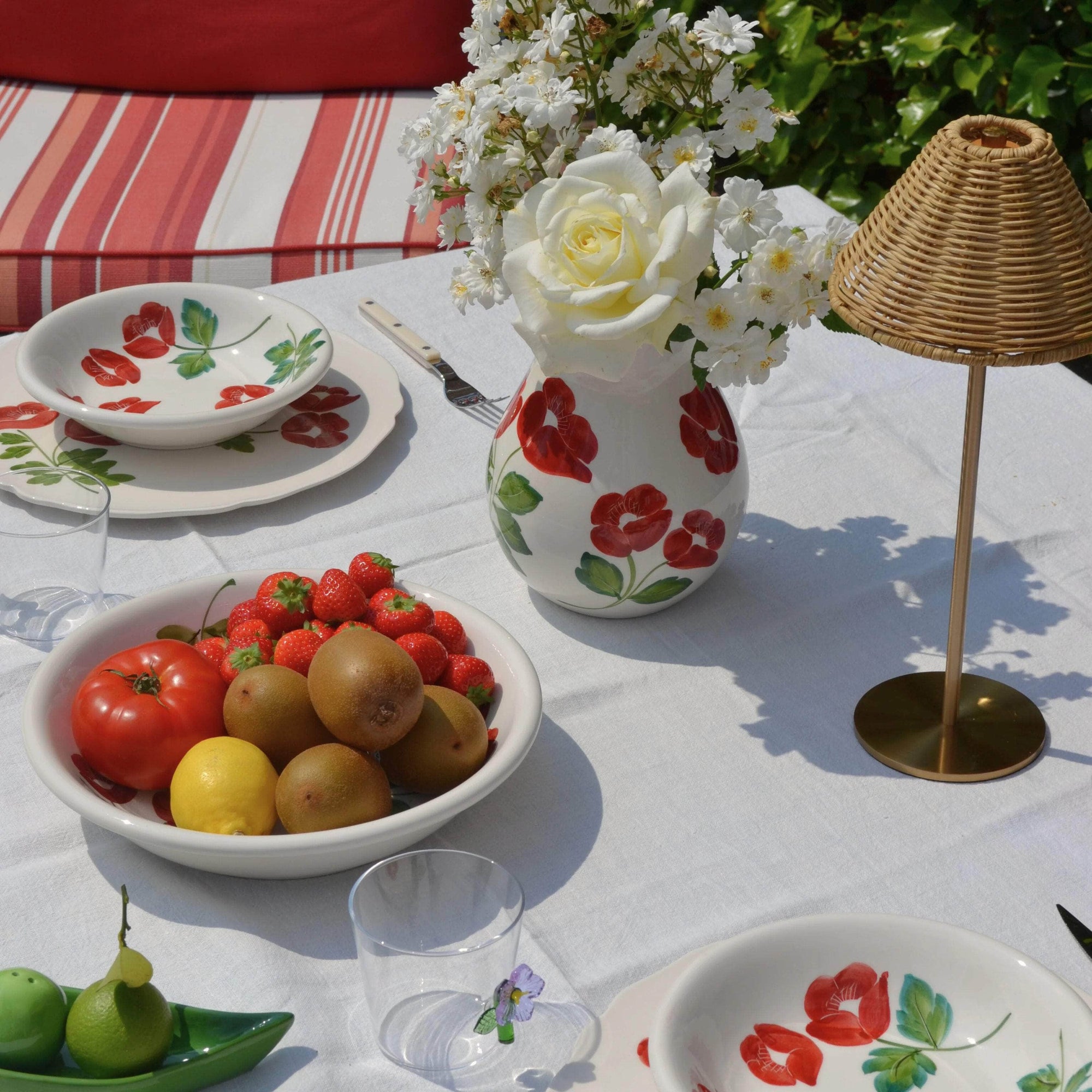 Scarlet Floral Salad Serving Bowl