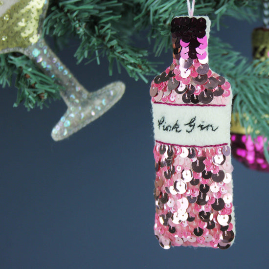 Pretty Pink Gin Sequin Hanging Ornament