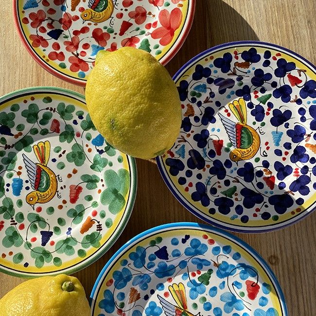Bird Plate 20 cm Sky Green Flowers