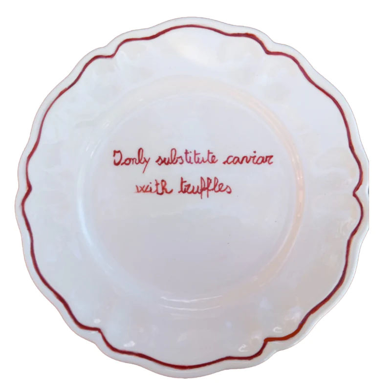 Ceramic "I only substitute Caviar with Truffles" Scalloped Plate | Set of 6