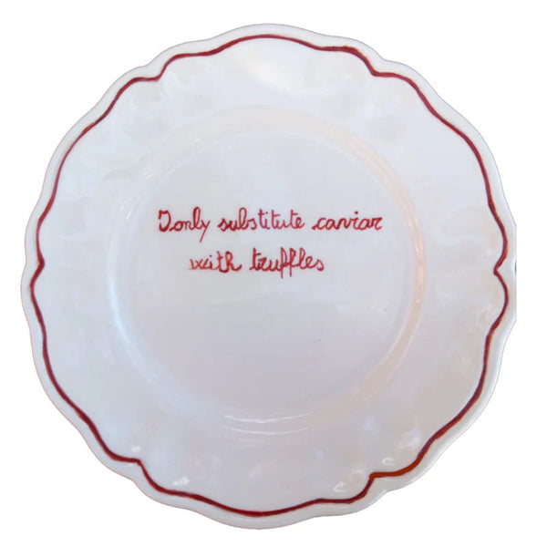 Ceramic "I only substitute Caviar with Truffles" Scalloped Plate | Set of 6