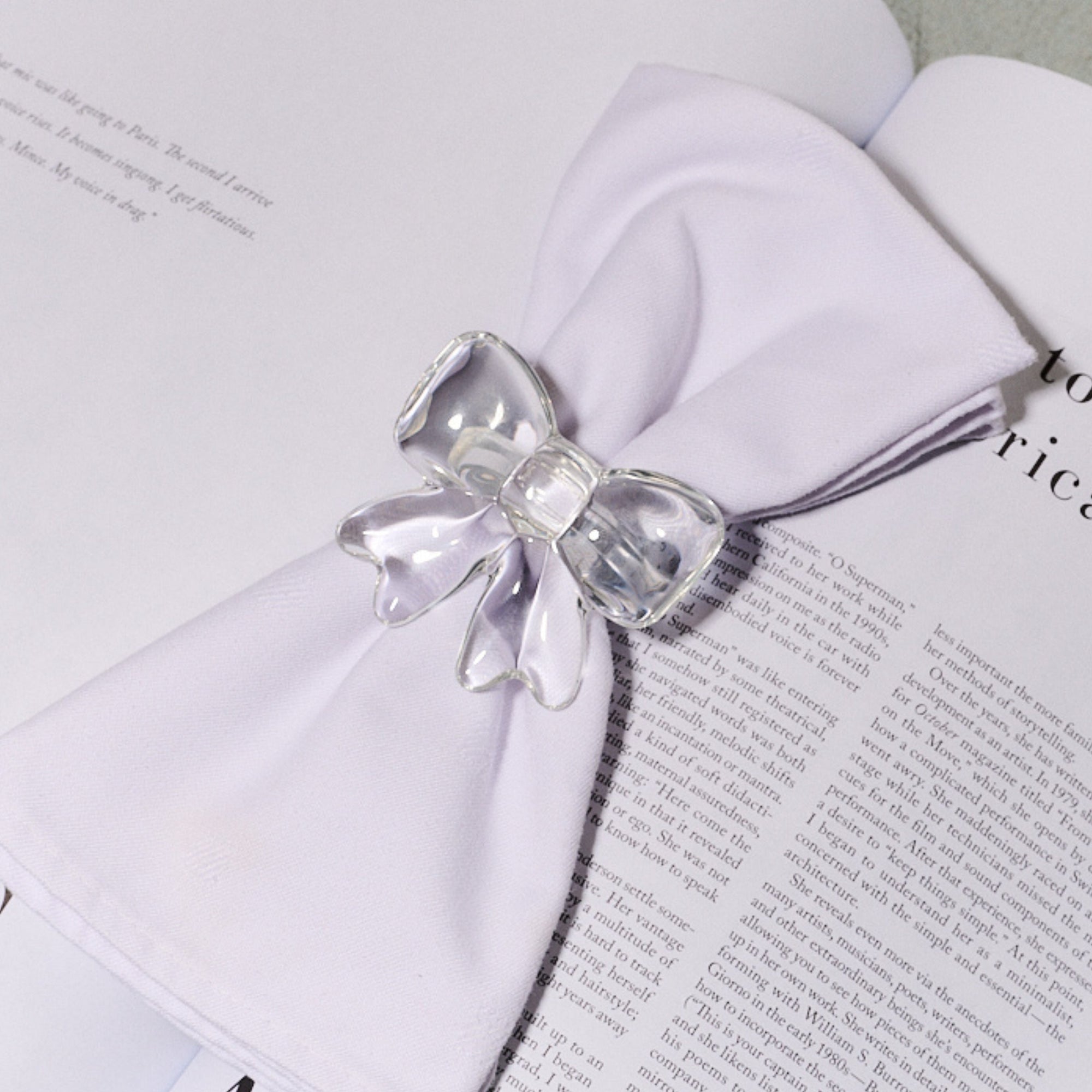 Bow Napkin Ring Clear Set of Four
