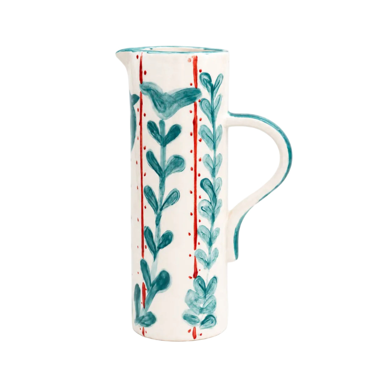 Turquoise Hand-Painted Ceramic Pitcher