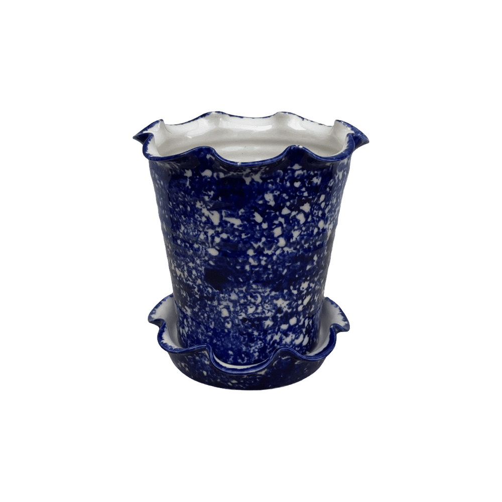 Frilly Pot - Sponged Cobalt