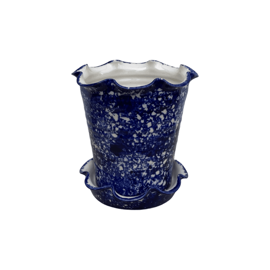 Frilly Pot - Sponged Cobalt