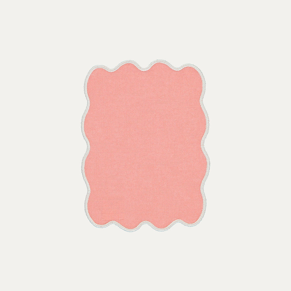 Salmon Palm Cocktail Napkin with Cream