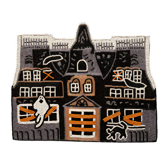 Haunted House Beaded Placemat – Handmade Halloween Table Mat