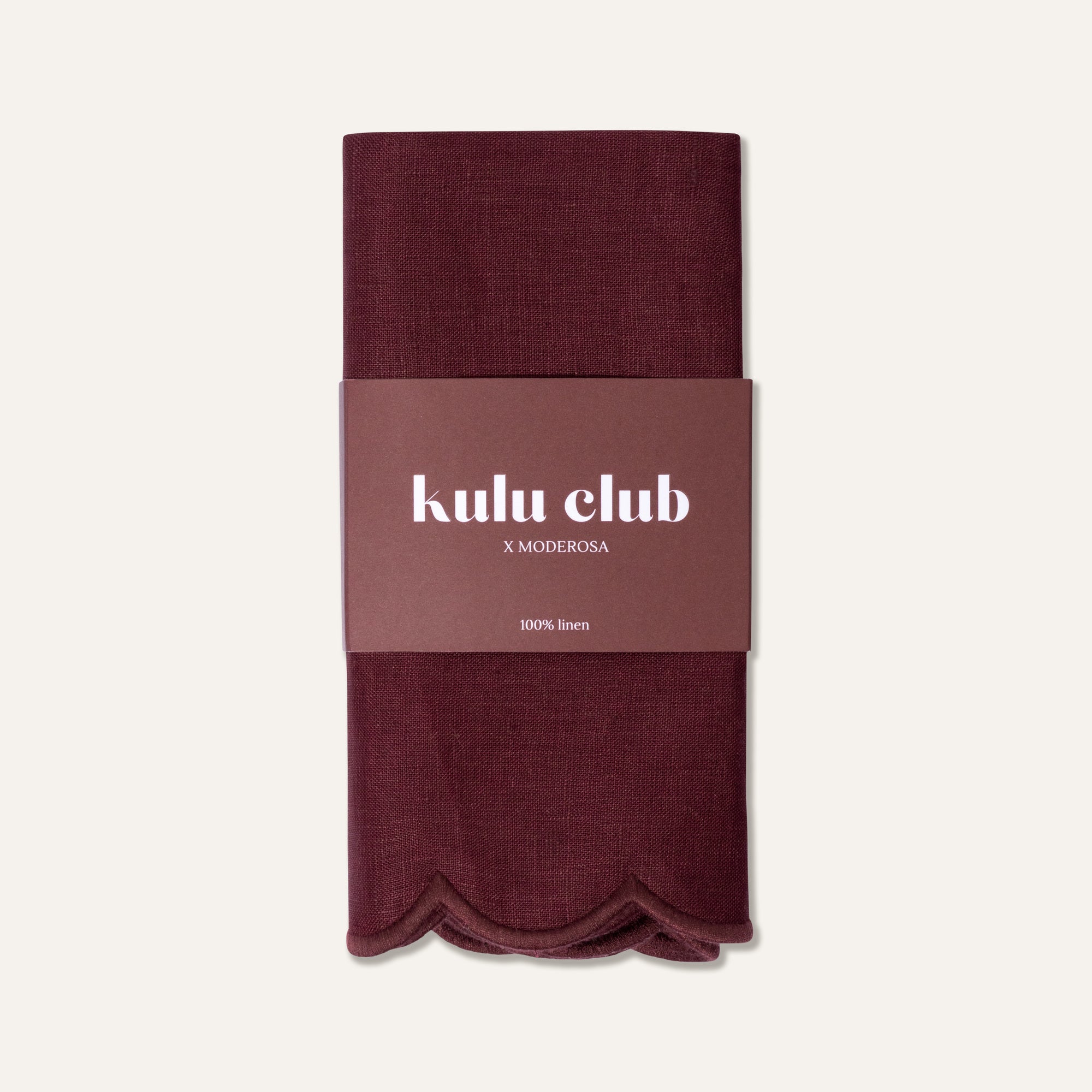 Scallop Linen Napkins Aubergine - Set of 2