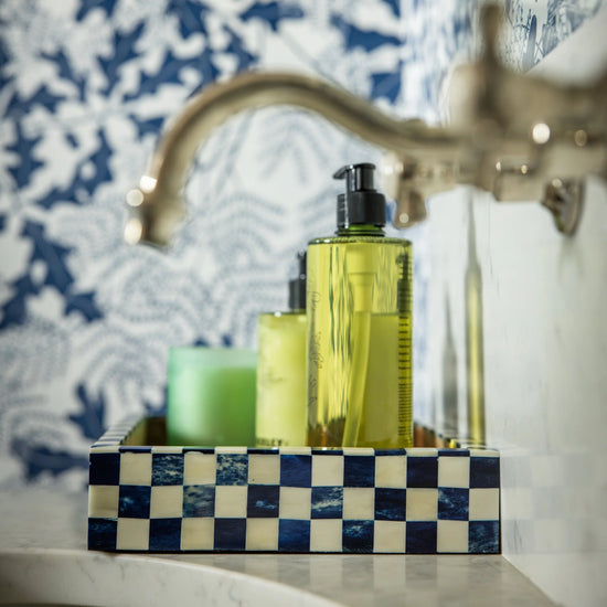 Rectangular Inlay Tray | Small | Blue | Chequered