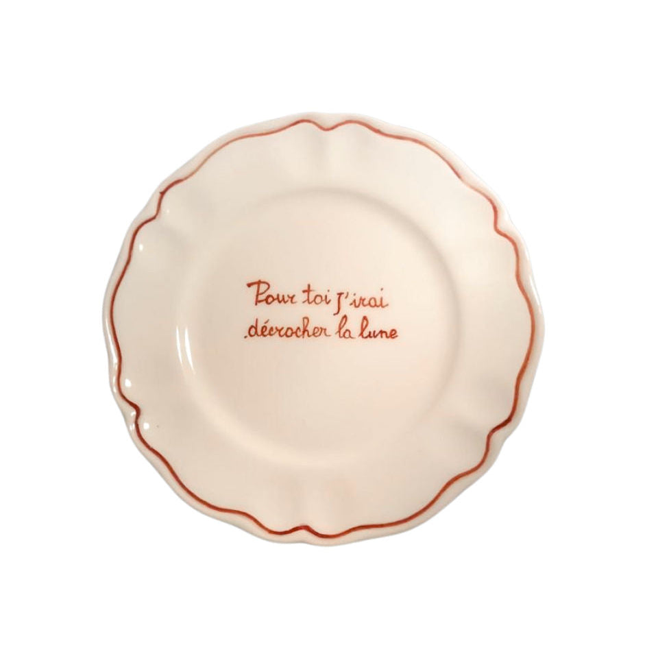 Sveva's Home Ceramic "Pour toi j'irais décrocher la lune" Ceramic Scalloped Plate Set of 4