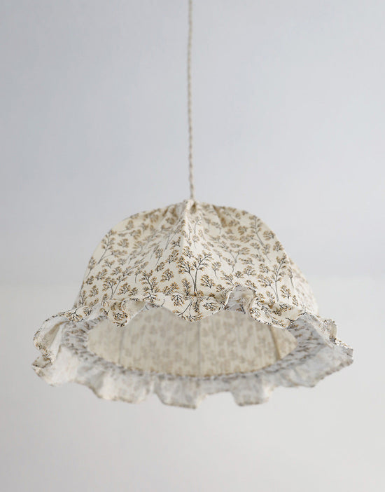 Rounded Dome Pendant Light with Ruffles Margaret Printed ‘Twig’