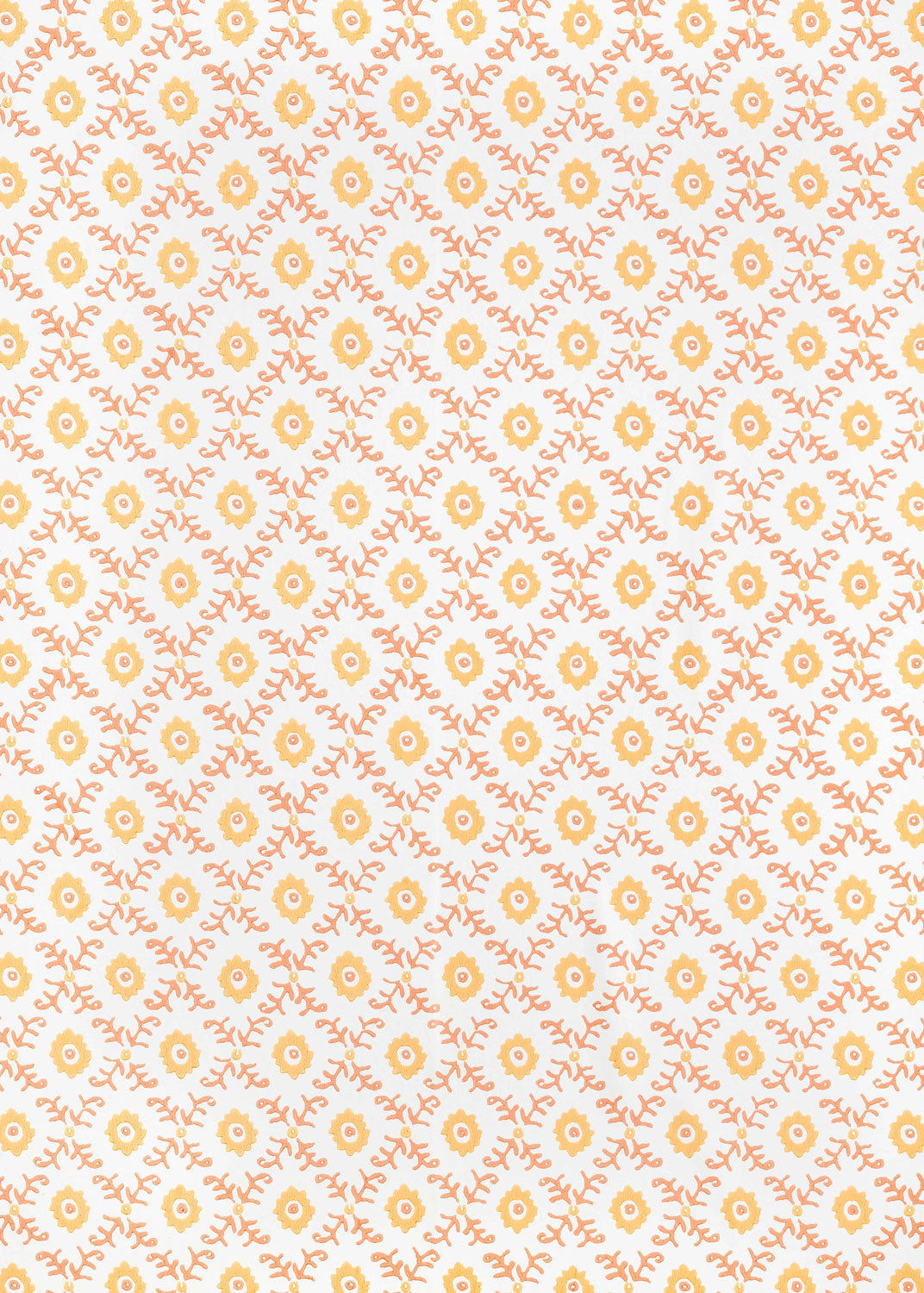 Folk Flower Wallpaper - Yellow / Terracotta
