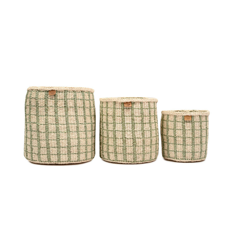 KAGUA: Green Check Woven Storage Basket