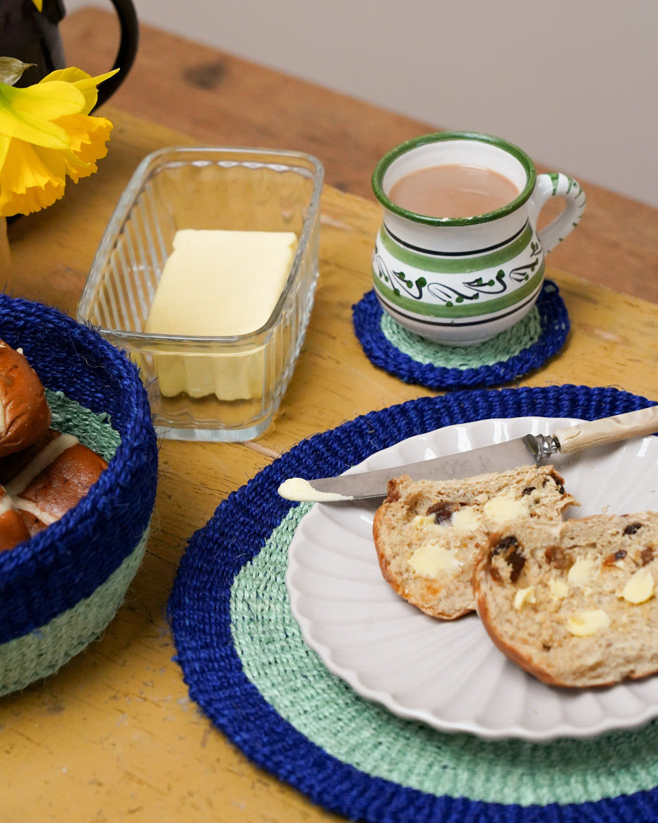 KOMBO: True Blue and Sapling Green Sisal Bread Basket