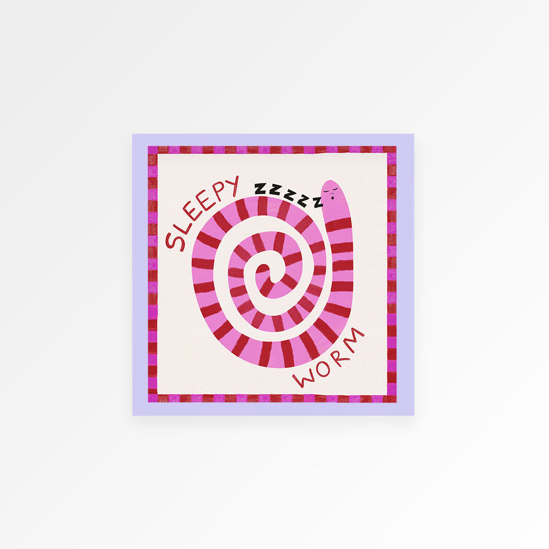Sleepy Worm Kids Print