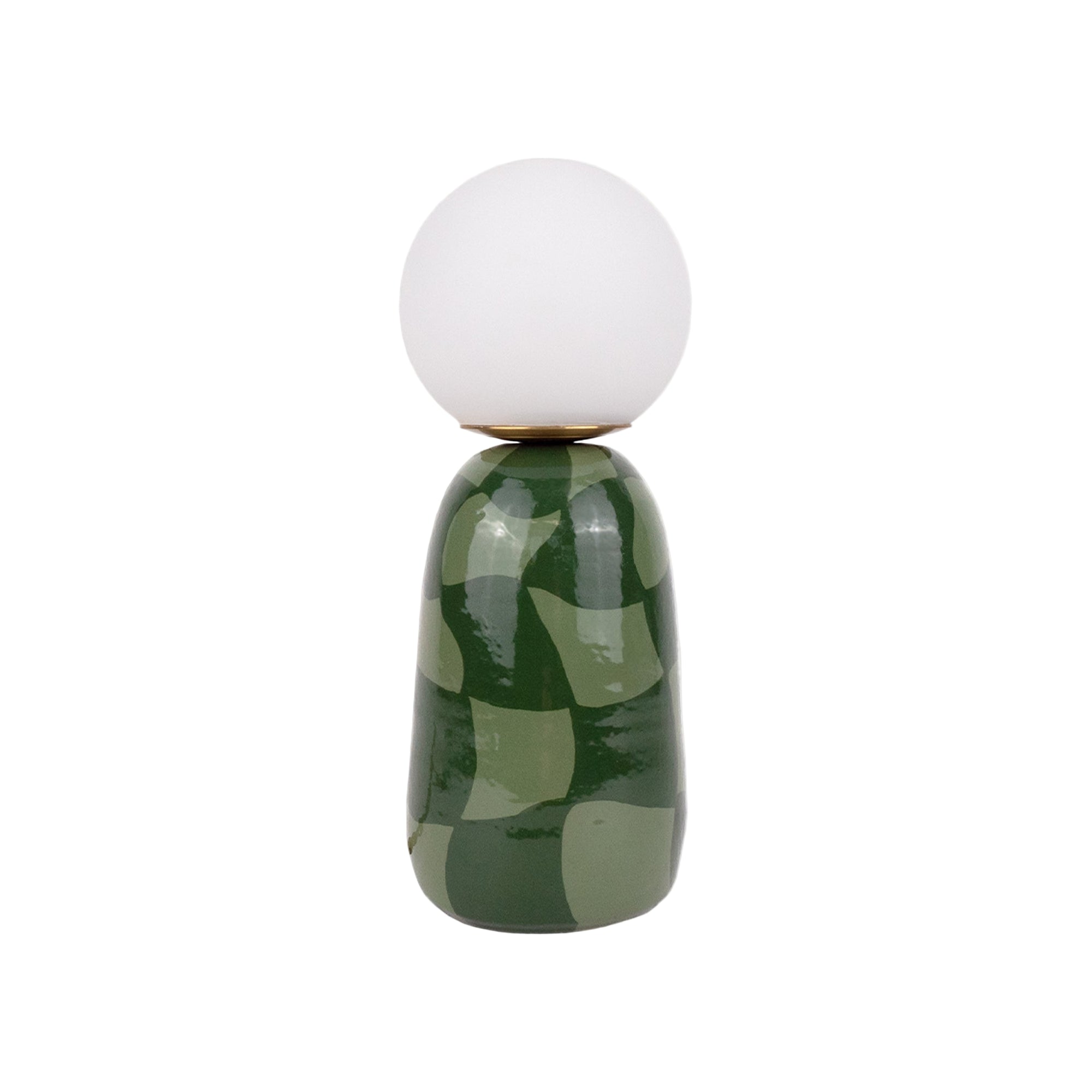 'Abstract Check' Table Lamp w/ Bulb - Green