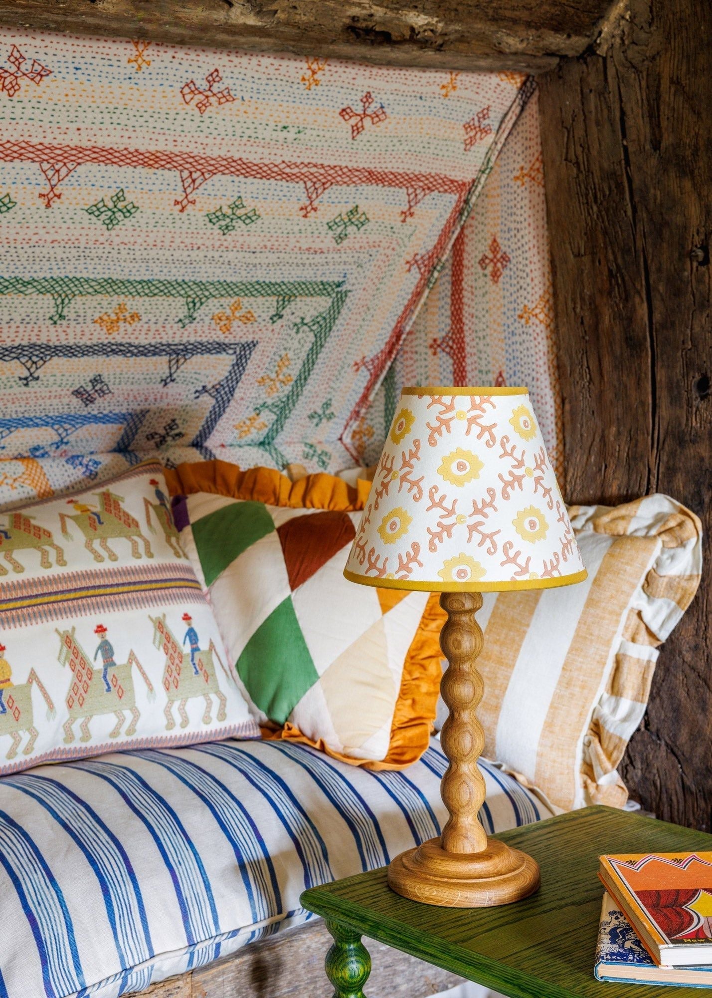 Folk Flower Lampshade - Yellow / Terracotta
