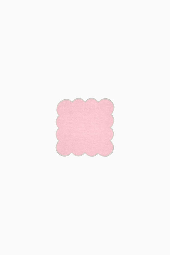 Zero-Waste Scalloped Linen Cocktail Napkins Bubblegum Pink - Set of 4