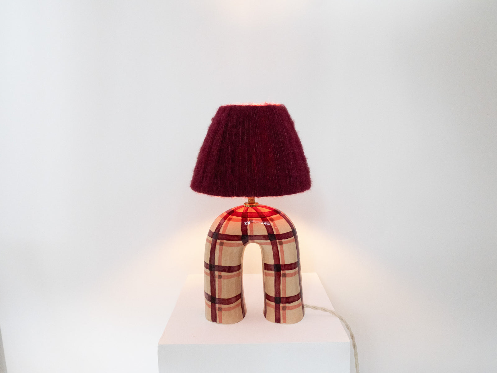 'You' Table Lamp - Maroon Gingham