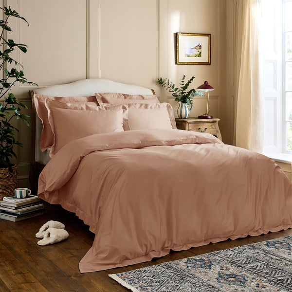 Luxury Organic Cotton Clay Pink Edged Duvet Cover