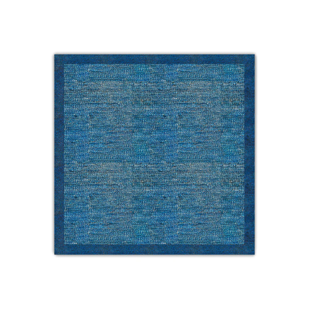 Denim with Navy Blue Border Flatweave Rug