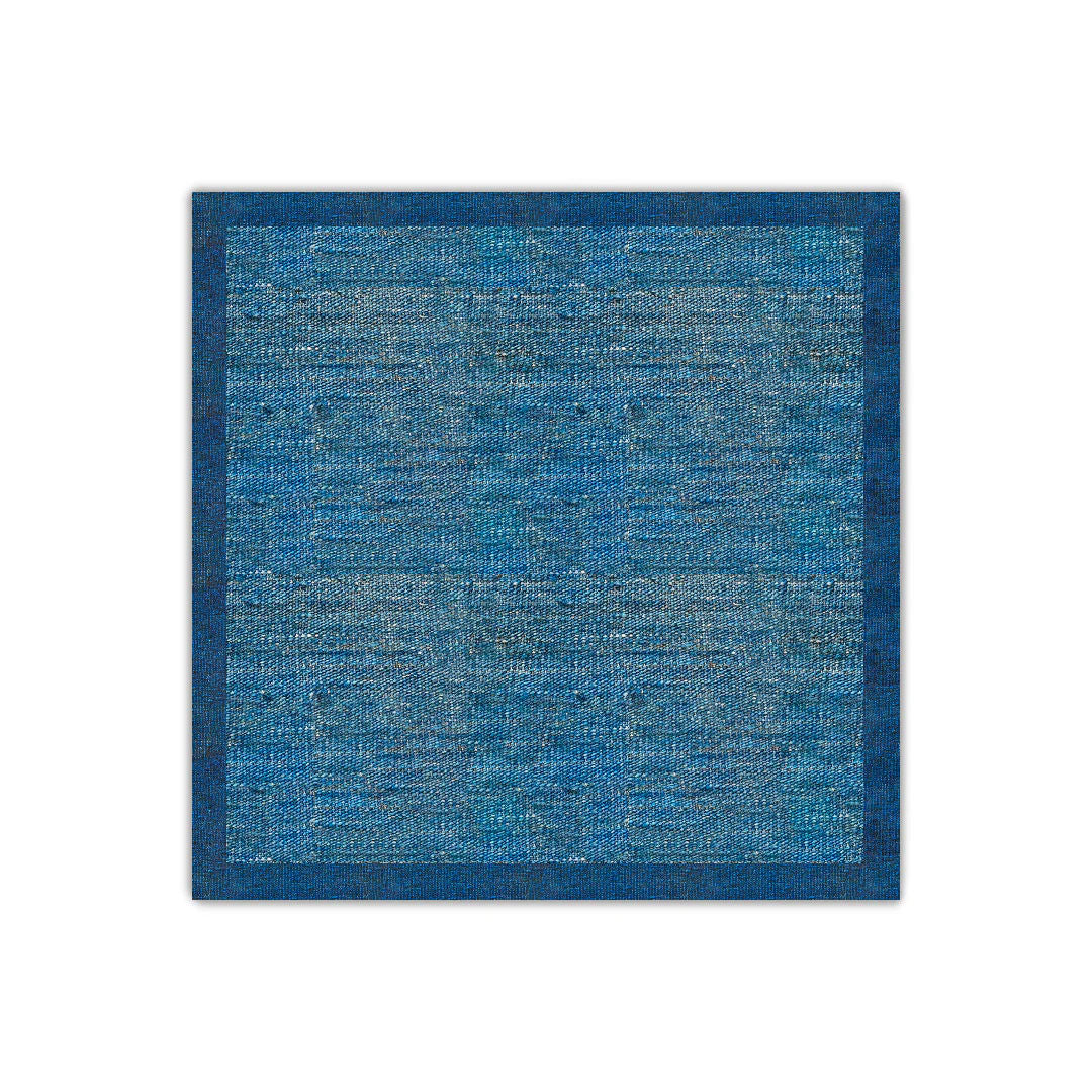 Denim with Navy Blue Border Flatweave Rug