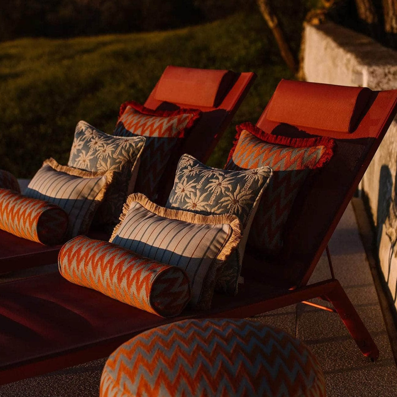 Outdoor Pouf Rosita Ice & Orange