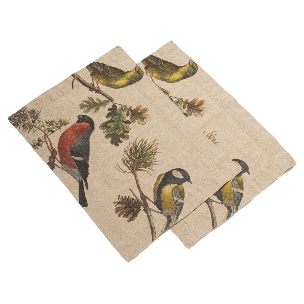Linen Placemats SMALL BIRDS Set of 2