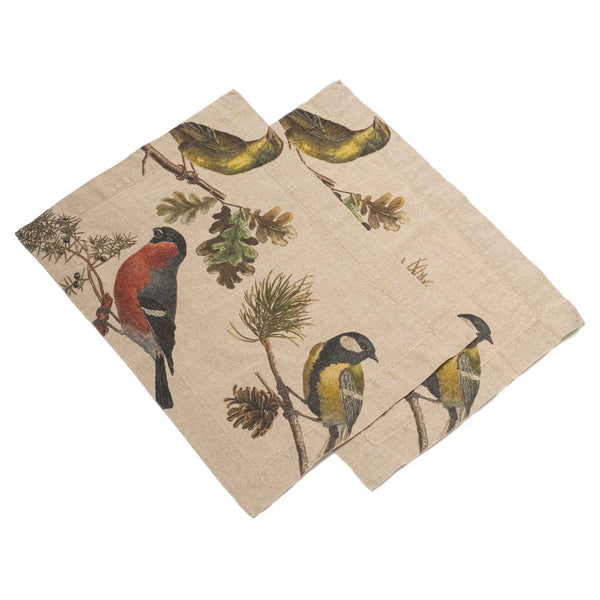 Linen Placemats SMALL BIRDS Set of 2