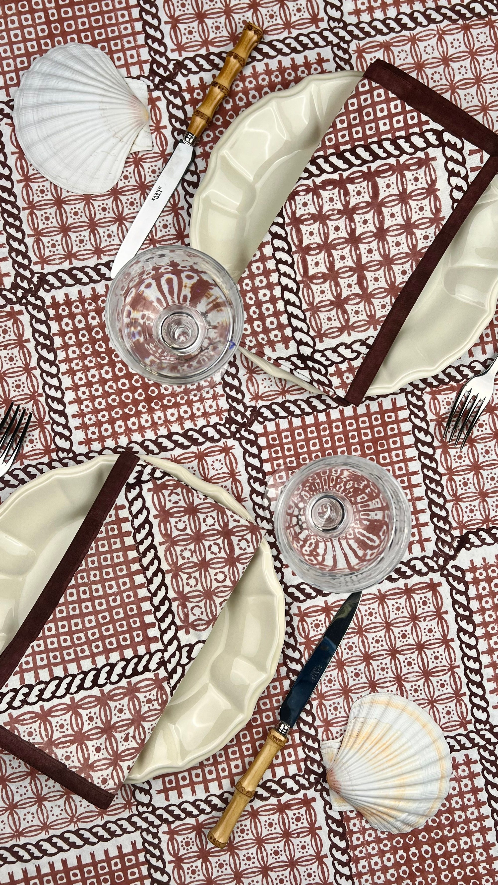 ’The Trellis’ Tablecloth - Dusty Pink & Plum