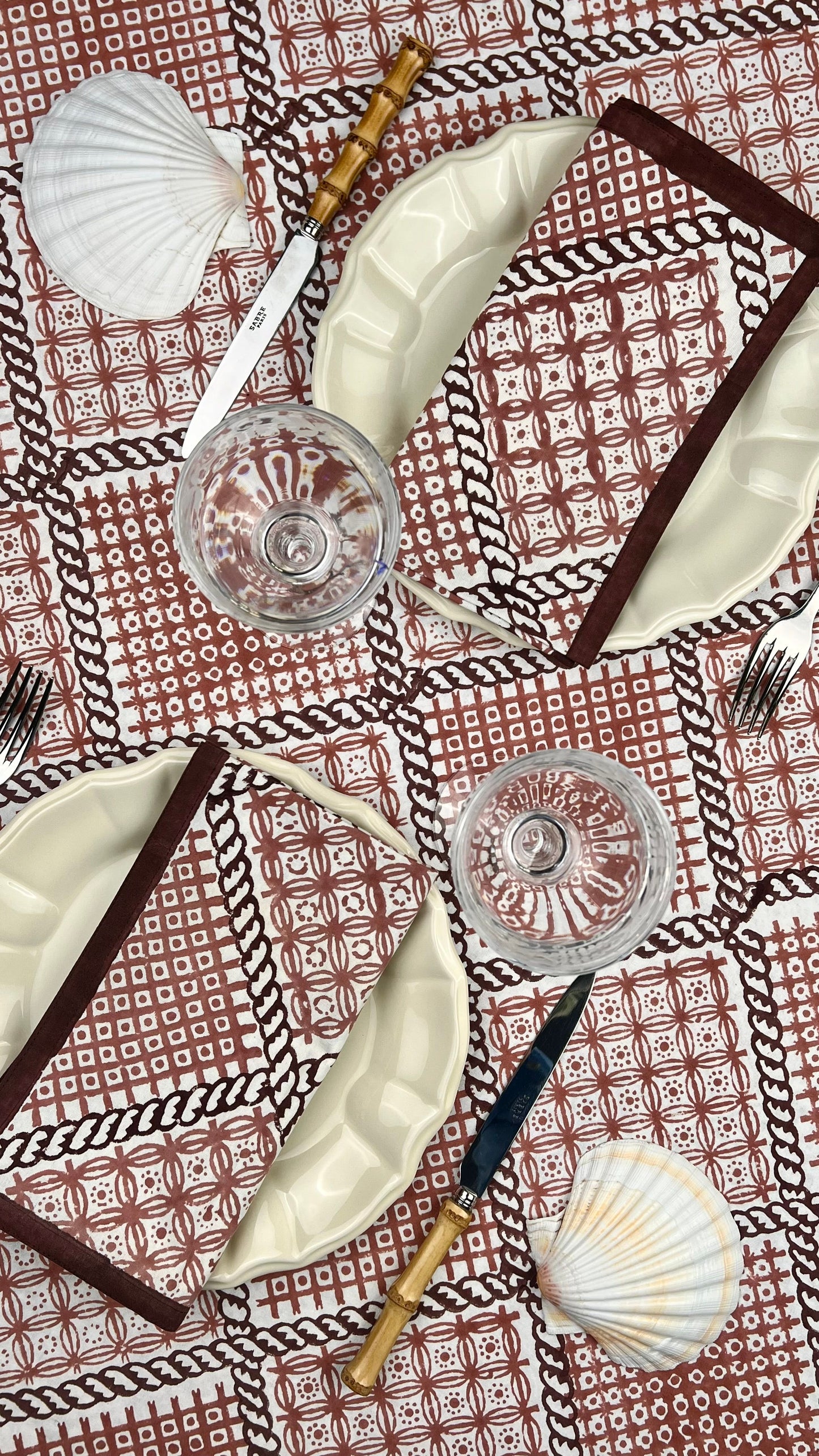 ’The Trellis’ Tablecloth - Dusty Pink & Plum