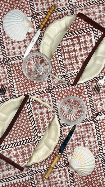 ’The Trellis’ Tablecloth - Dusty Pink & Plum