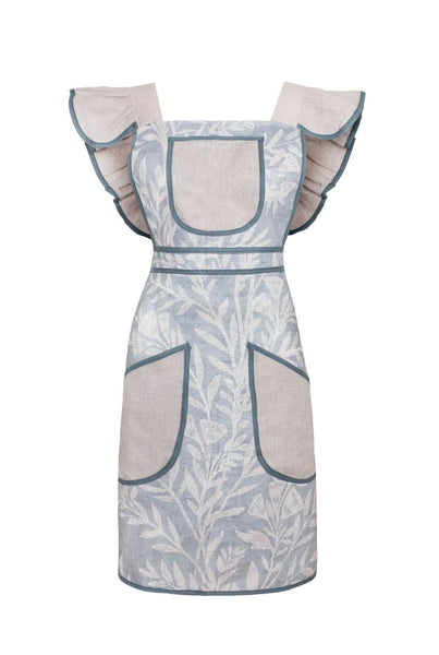 Full Frill Apron in Blue Lewis & Wood Linen