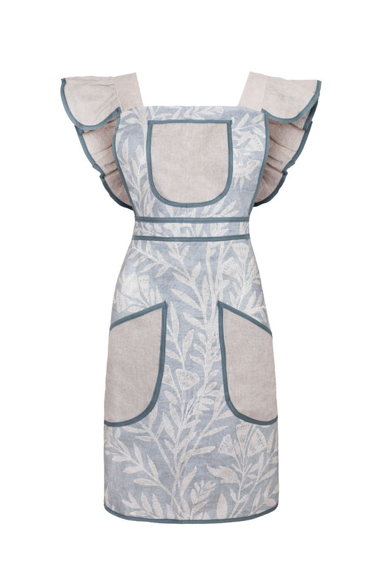 Full Frill Apron in Blue Lewis & Wood Linen