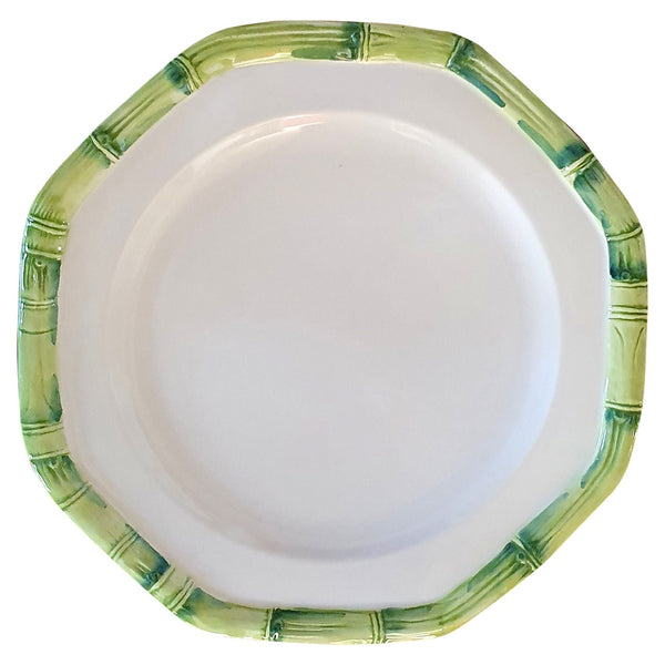 Hand-Painted Ceramic Plate - Bamboo Green Collection