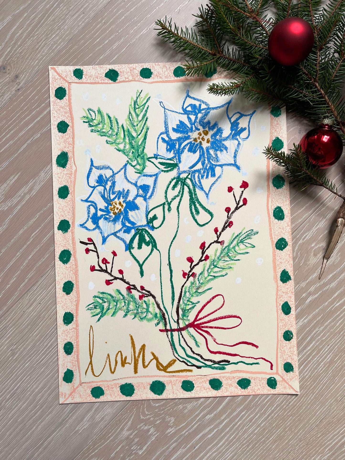 Multi-colored Florals on Natural Background I Original Painting A3