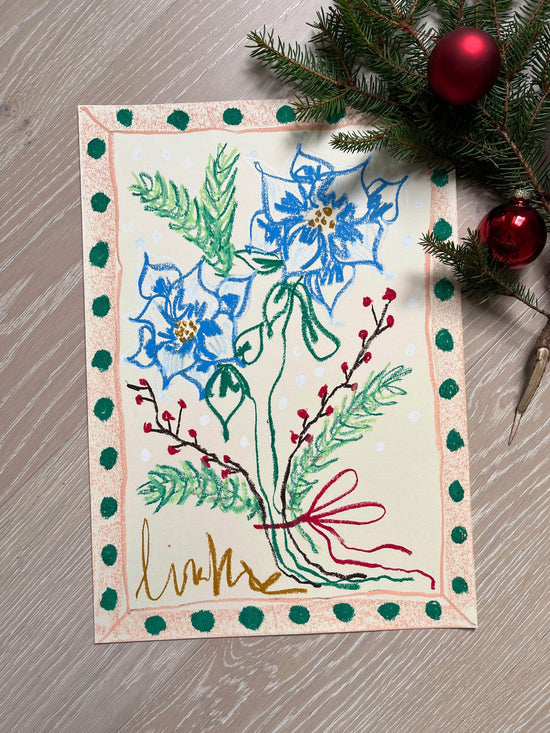 Multi-colored Florals on Natural Background I Original Painting A3