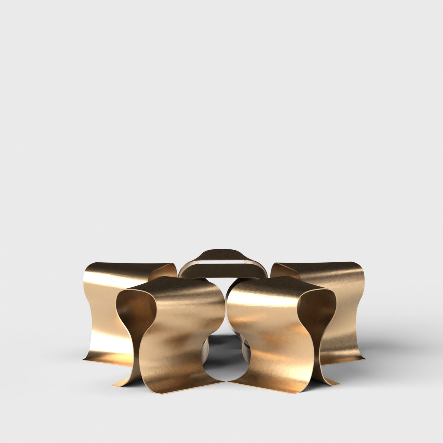 Gift Bow Stools and Side Table Gold