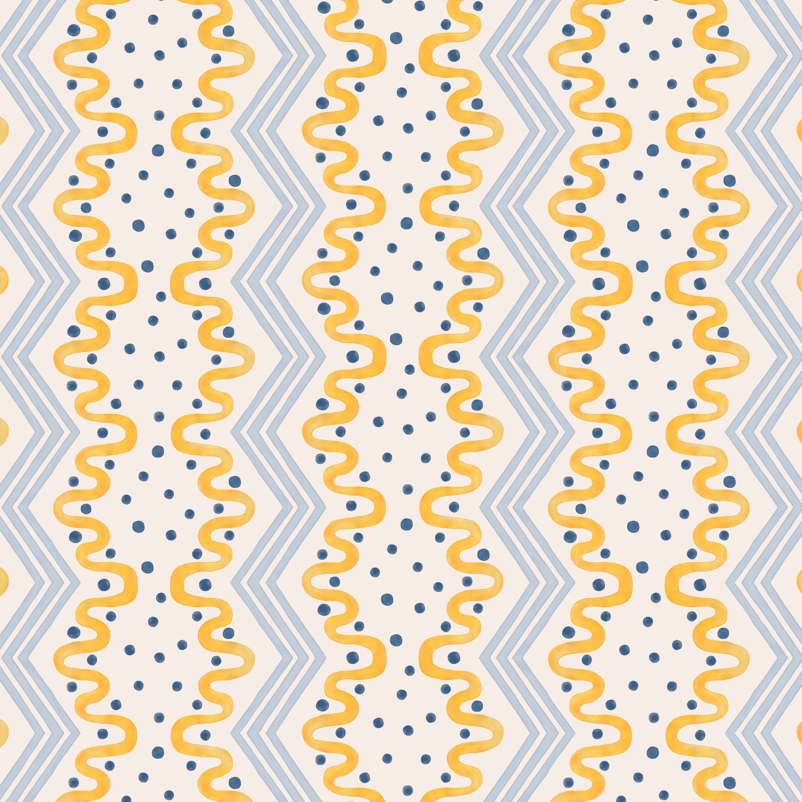 Madame Ziggle Wallpaper - Yellow and Blue