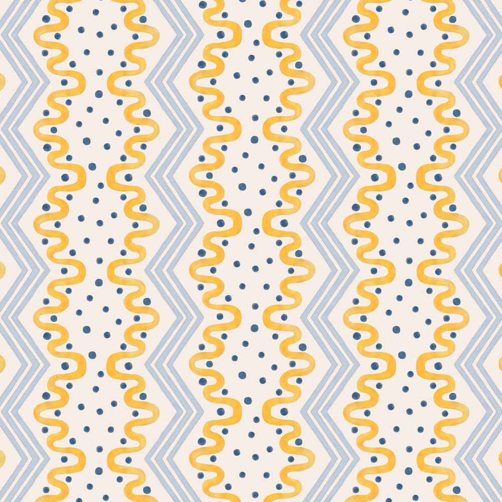 Madame Ziggle Wallpaper - Yellow and Blue