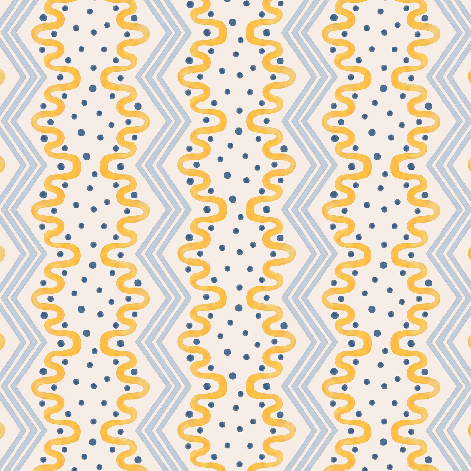Madame Ziggle Wallpaper - Yellow and Blue