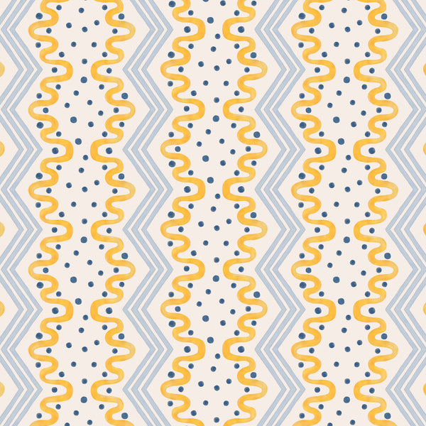 Madame Ziggle Wallpaper - Yellow and Blue