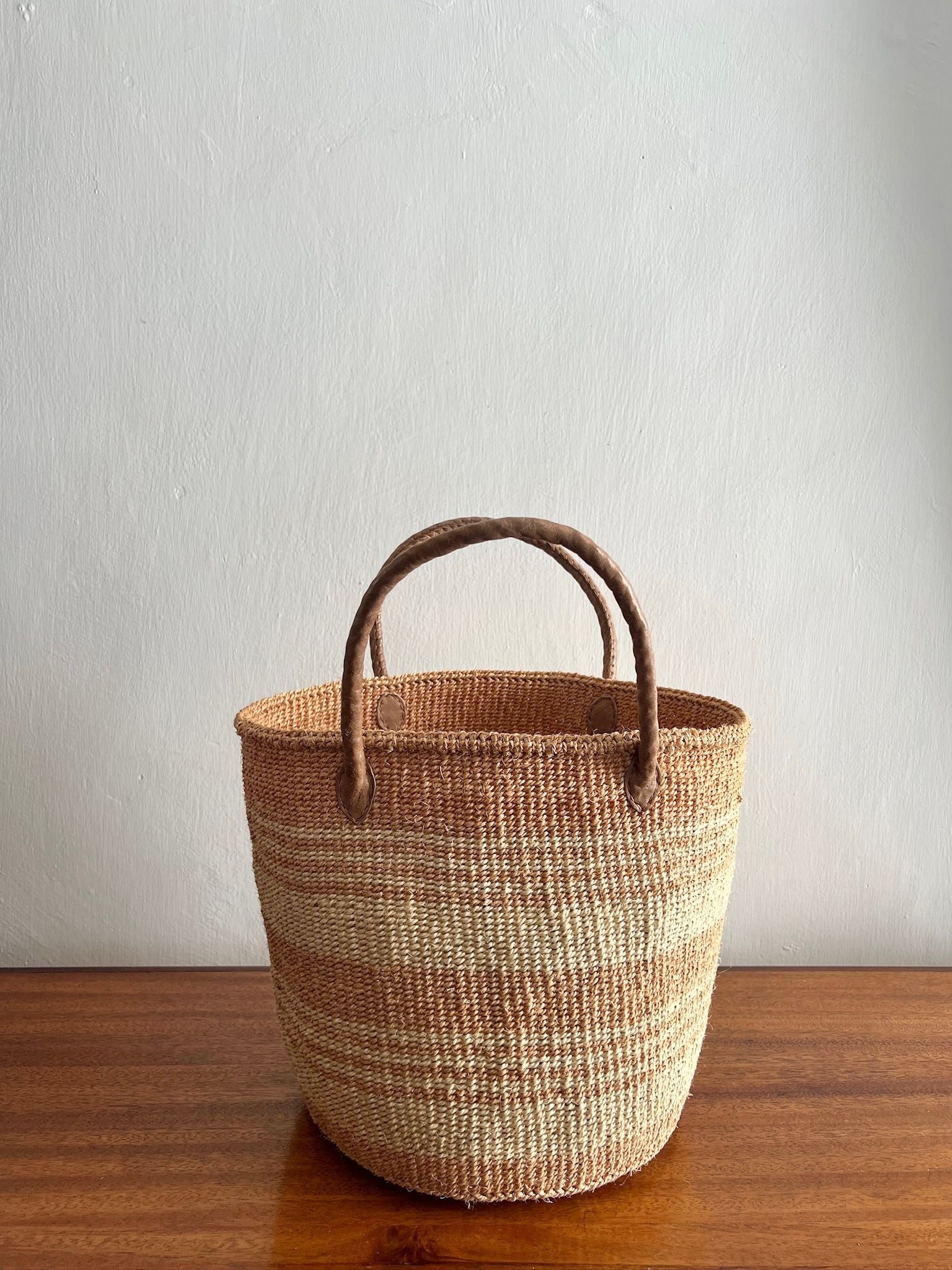 Light Peach Sisal Storage Basket