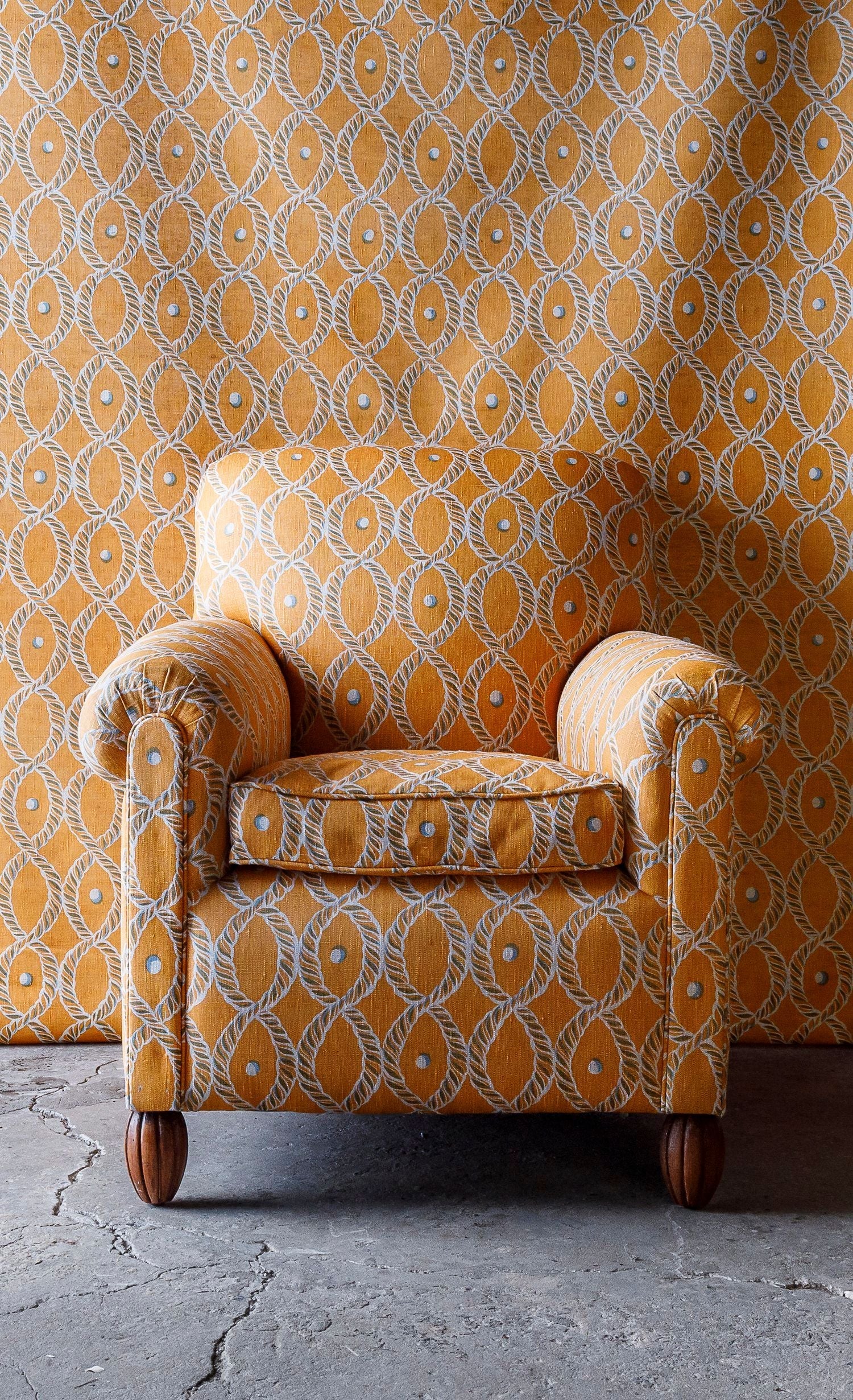Dolly Fabric in Gold and Blue