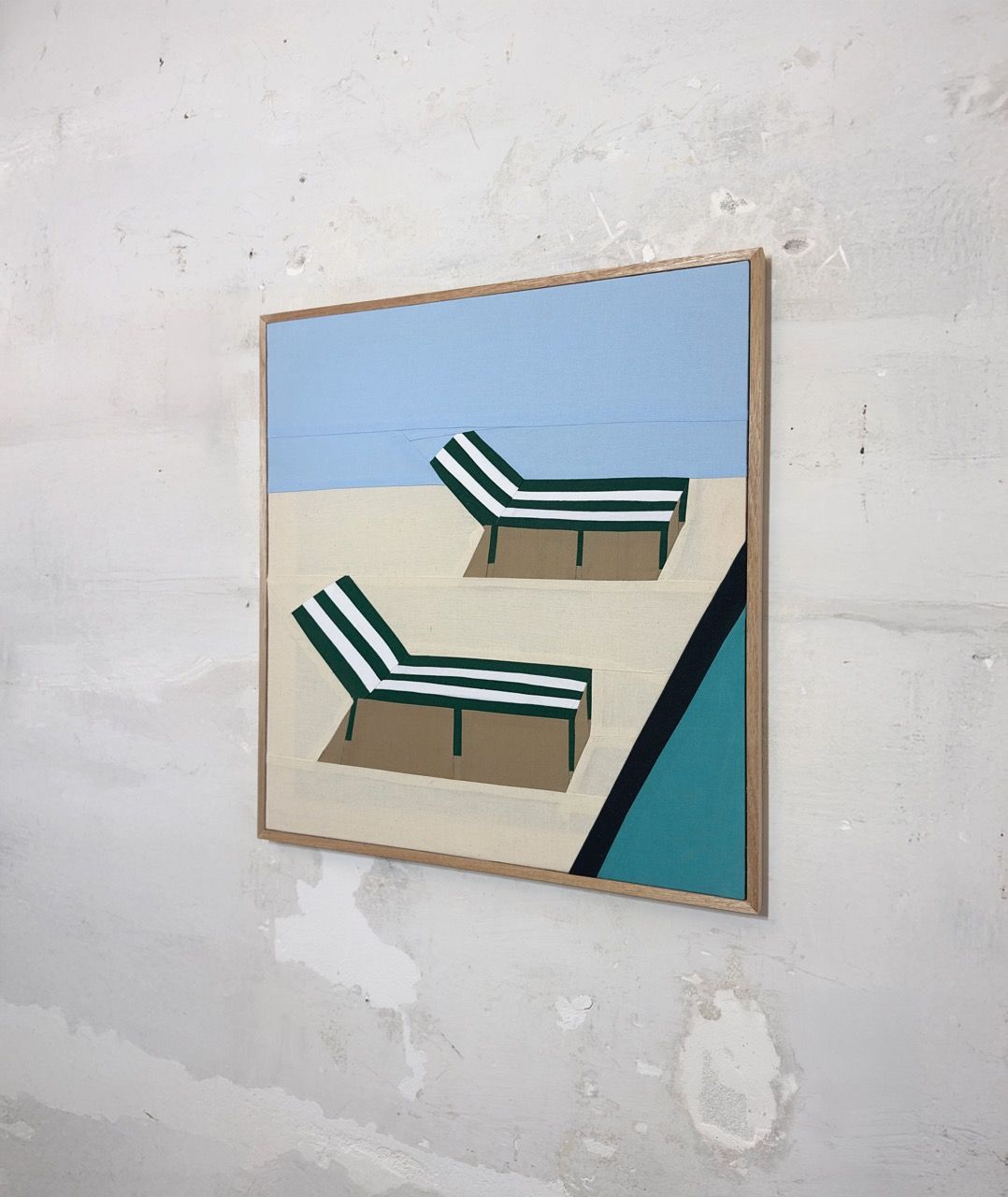 Striped Sun Loungers Original Quilted Artwork