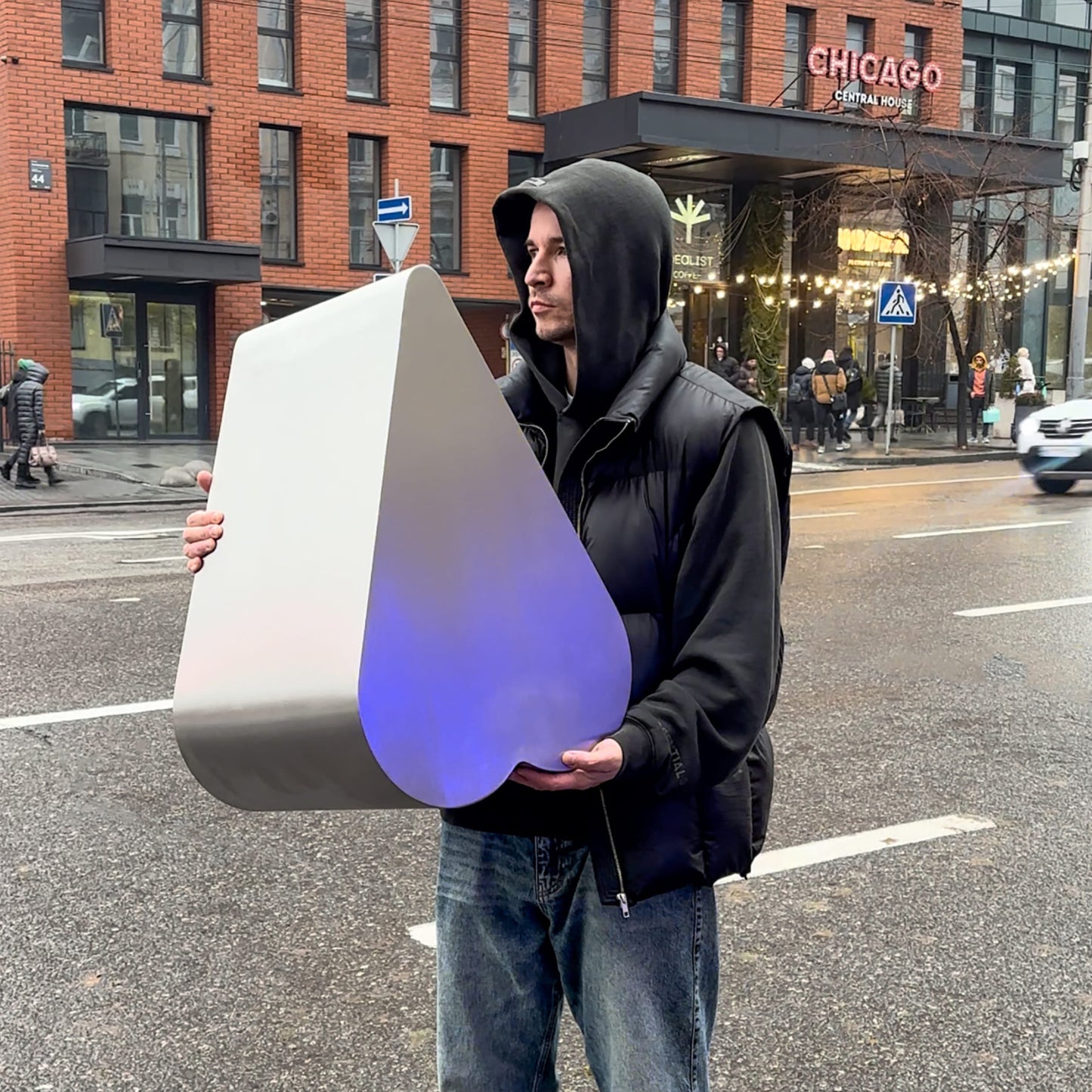 Heart Stainless Steel Brushed Side Table