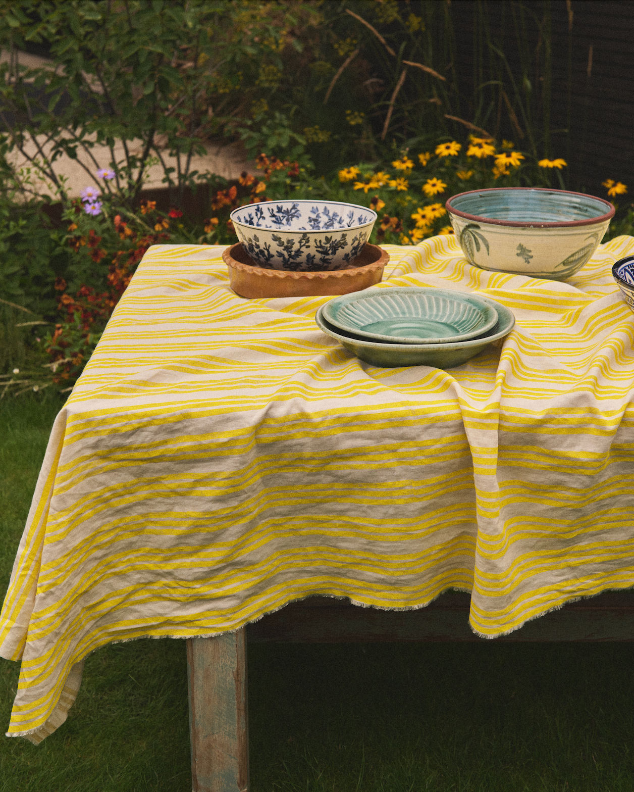 Lemon Striped Tablecloth